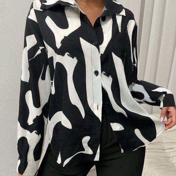 White Casual Women's Long Sleeve Shirt - Picture 4 of 6